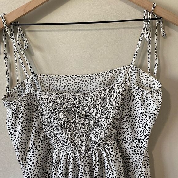 SHEIN Knot Strap Shirred Back Dalmatian Print Slip Dress - Picture 9 of 11